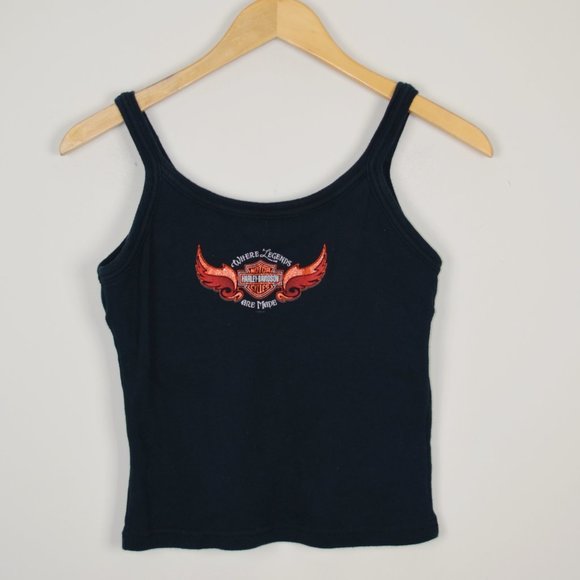 Harley-Davidson Tops - Vintage Harley Davidson Glitter Detail Crop Top Tank